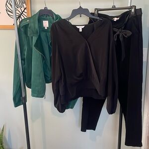 Lauren Conrad & Nine West Velvet 3-Piece Set – Jacket, Blouse, Pants (XL–XXL)